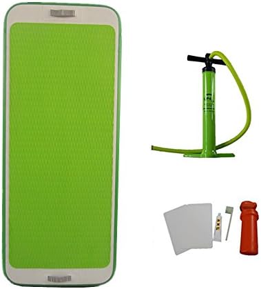 ARCADIAW Iflatable Floating Yoga Mat Air Tumbling Fitness Mat for Water or Home Use with Free Pump (green1, 2.2mx85cmx10cm)