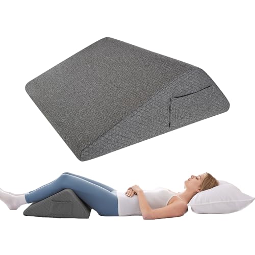 Knee Wedge Pillow, Memory Foam Leg Pillow Bed Wedge for Sleeping, Post Surgery Triangle Pillow Wedge for Knee Support, Leg Elevation, Knees Hip Back Pain Relief (23.6" x 23" x 7.9", Large Size, Black)