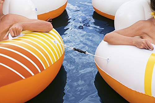 Hydro-Force 43399E Swimming Pool, Lake, River, Beach Inflatable Pvc Clasp N Go Inner Tube Ring Float With Cup Holder, Sunkissed Orange And Yellow #TOP4