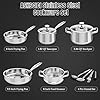 ASKSCICI Stainless Steel Cookware Set, 16-Piece Pots and Pans Set Non Toxic, Kitchen Induction Cookware with Glass Lids, Steamer, Utensil Sets, Pot Protectors & Apron, Oven & Dishwasher Safe, Silver #1