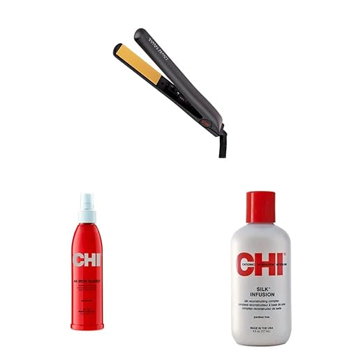 CHI Plancha plana de cerámica original para alisar el cabello, alisador de cabello modelo profesional de salón y spray de protección térmica con