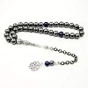Mans Tasbih Natural Hematite with Lapis Lazuli Mens Bracelet Prayer Beads 33 66 99beads Stone Muslim Rosary 12mm, 33 Beads