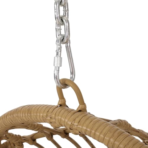 Christopher Knight Home Mariah Wicker Hanging Chair with Cushion, Outdoor Indoor Basket Chair, Boho Garden Lounger Porch Swing Furniture, Modern Patio Decor, Light Brown and Beige by Christopher Knight Home - Image 7