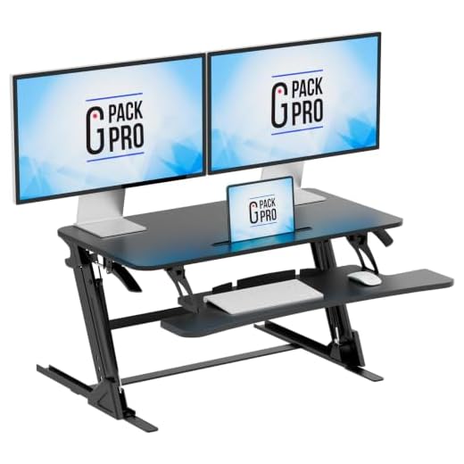 Electric Standing Desk Converter with Dual Computer Monitor, Stand Up Desk Riser for Office and Home Support Workstation by G-Pack Pro (37"XL)