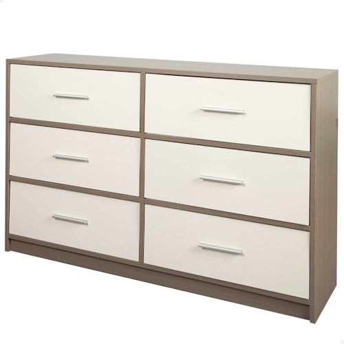 Las 10 mejores cómodas ¡Comparativa y Guía de Compra! 75 AKTIVE Max Home Cómoda dormitorio multiusos, Gris y blanco, 6 cajones...