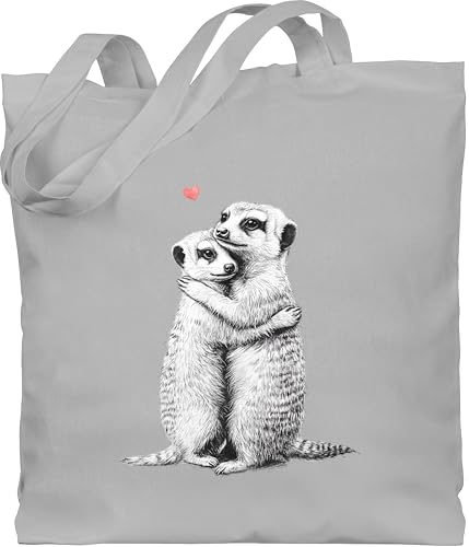 Shirtracer Baumwolltasche - Taschen - Ich liebe dich Geschenke Erdmännchen Paar Geschenk Pärchen Geschenke Liebe I Paare Geschenk - Unisize - Hellgrau - tasche mit für zum hochzeitstag herz