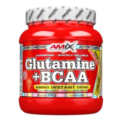 AMIX - Bcaa Glutamina - 300 Gramos - Complemento Alimenticio de Glutamina en Polvo - Reduce el Catabolismo Muscular - Óptimo para Deportistas - Sabor Piña - Aminoácidos Ramificados