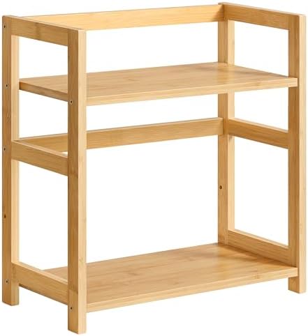 SONGMICS Gewürzregal mit 2 Ebenen, Küchenregal, Bambusgestell | Aufbewahrung für Gewürze, für Arbeitsplatte, Küche, Esszimmer, Büro, Leichter Bambus, BAMBOU Kollektion OFS046Y101