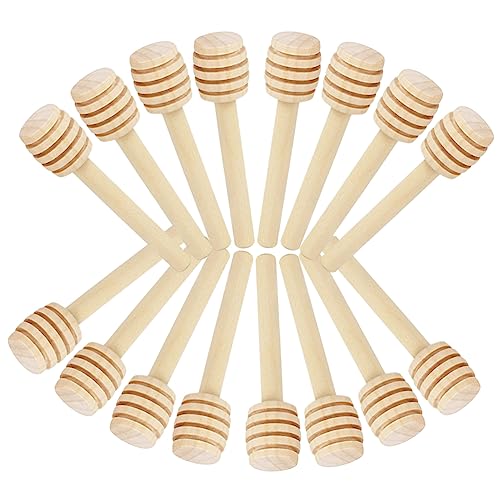 VINTORKY 20pcs Long Handle Honey Dippers Honey Dipper Sticks Honey Mixing Rods Honey Ladle Deep Grooves Honey Dipper Mini Jar Honey Drizzle Stick Household Honey Stirrers Mixing Sticks Wood