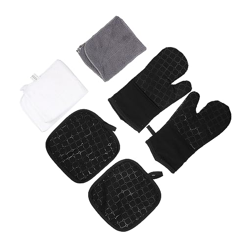 COLLBATH 2sets Oven Mittens and Towels Pot Holder Mats Non- Kitchen Cooking and Baking Tools for and Baking Enthusiasts
