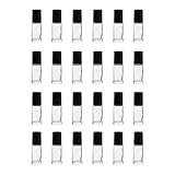 5 ML Clear Glass Roller Bottles with Glass Roller Balls and Black Caps for Essential Oils , Perfumes (24 Pack)