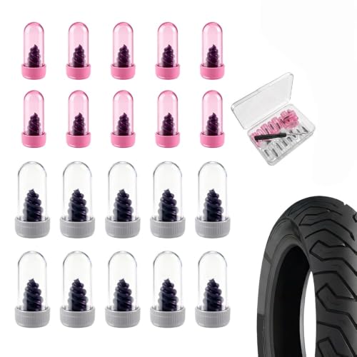 Image of Tire Repair Nails Kit, Screw in Tire Repair Plugs with Box and Screwdriver, Self-Service Tools for Car Motorcycle Truck Tractor 2 Sizes (10 Set)