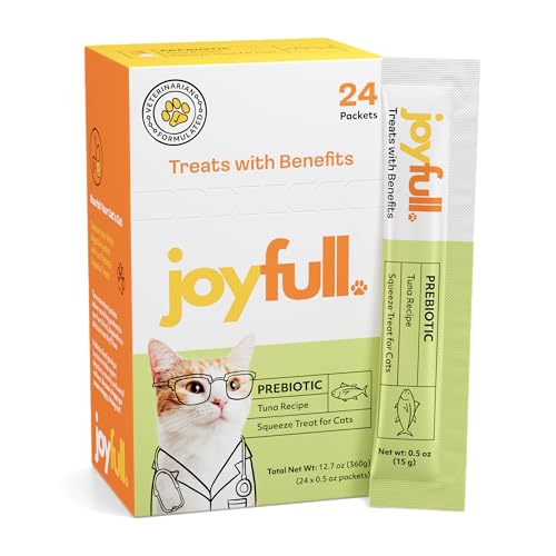 Joyfull Lickable Cat Treats with Prebiotics – Wild-Caught Tuna Squeeze Treats – Supports...
