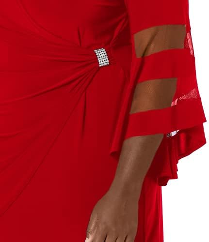 R&M Richards Women's Elegant Wrap Dress W/Sheer Angel Sleeves & Side Rhinestone Accent - Image 6