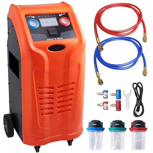 Happybuy Fully Automatic Refrigerant Recovery Machine for R134A+R1234YF – Dual Cylinder AC Recovery Kit with Electronic Scale, Compressor, Recovery Tank, HVAC Tool