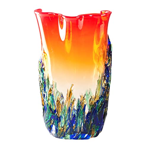 YourMurano - Jarrón de cristal de Murano, color rojo, hecho a mano, moderno para decoración del hogar, marca de origen