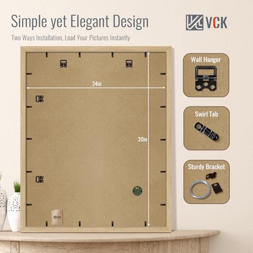 Image of VCK 24x30 Frame Oak 4 Pack, Wide Thick Wood Border, for Poster /Print