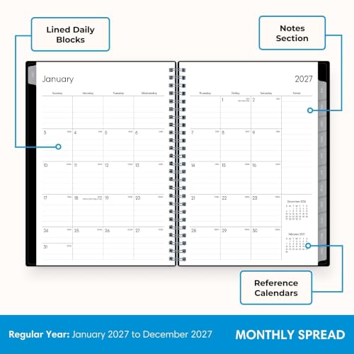 Image of Blue Sky 2027 Weekly and Monthly Planner Calendar Notes, Includes January 2027 - December 2027, 5.875 inch x 8.625 inch, Flexible Cover, Wirebound, 30 Extra Notes Sheets, Laminated Tabs, Enterprise