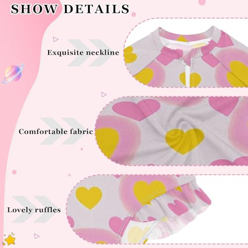 Girls Long Sleeve 1 Piecing Colorful Yellow Heart Peach Swim Suits for Girls Kids Bathing Suit4