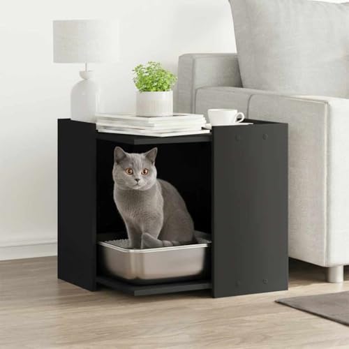 Maison de toilette discrète cage chatière chat noire