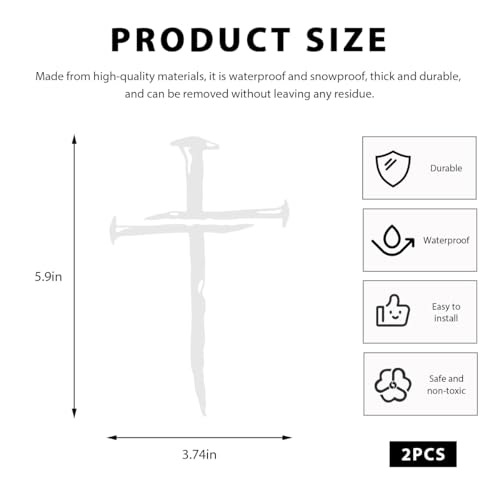Image of DXNQ 2PCS Car Cross of Nails Sticker, Bumper Christian Sign Cross with Nails Decal, Removable Waterproof Sticker for Car Truck Window Motorcycle Helmet Laptop, Car Accessories (White)