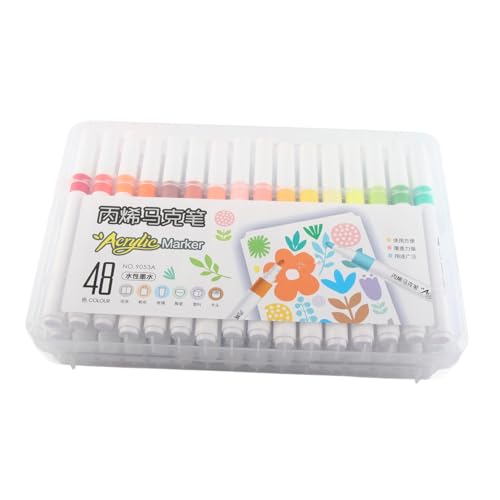 CHICIRIS Acrylic Pens, Acrylic Paint Markers, EcoFriendly Round Pipes WaterBased, Strong Coverage for Metal (48 Colors)