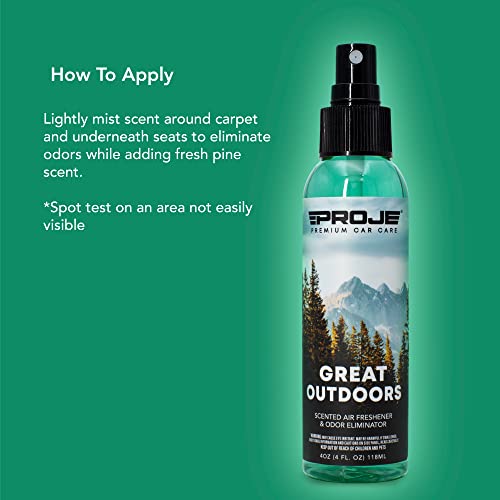 Image of Proje Great Outdoors - Air Freshener Spray for Car, Bathroom, & Bedroom - Odor Eliminator & Deodorizer for Home or Auto - Long-Lasting Formula - 4 Fl Oz