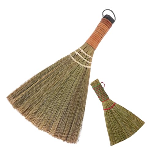 HAPINARY 2pcs Dust Broom with Natural Grass Head for Efficient Cleaning Handheld Whisk Broom for Office and Home Use Soft Bristles for Scratch Surface Care Lightweight Design for Easy
