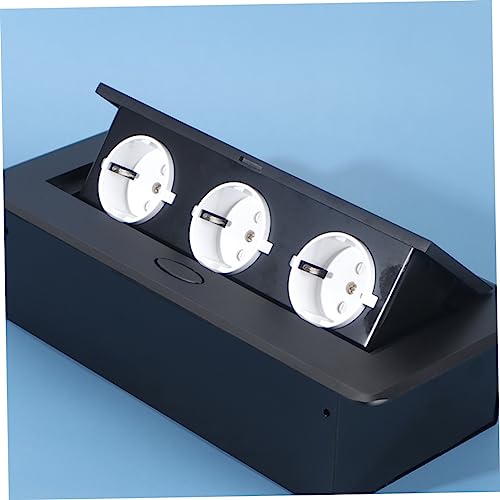 Prise escamotable circulaire encastrable noire 3 prises bloc multiprise table - 4