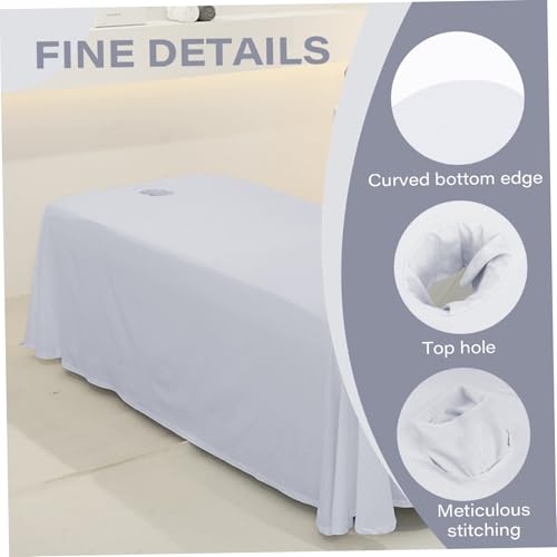 Housse de table de massage grise 114x71 cm avec trou visage