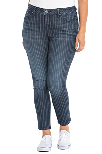 Slink - Premium Women's Plus Size Stretch High Rise Skinny Jean (Dark Blue Stripe)2
