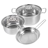 UKCOCO Kochgeschirr Set Teilig mit Suppentopf Milchtopf und Bratpfanne Rostfrei Langlebig...