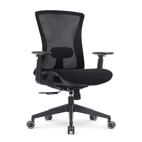 Cadeira de Escritório Ergonômica DT3 Vicenza com revestimento Tecido DT3 Tricompose™, braços com ajuste de altura, apoio lombar com ajuste de altura, NR-17 suporta até 120kg(Black)
