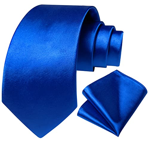Image of DiBanGu Mens Solid Color Tie and Pocket Square Set Woven Silk Plain Necktie & Handkerchief for Men Wedding Party Formal