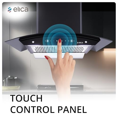 Image of Elica 75cm 1500 m3 /hr BLDC Filterless Autoclean Kitchen Chimney with 15 Years Motor & 5 Years Comprehensive Warranty | WDFL 750 BLDC HAC LTW MS NERO | Black | 9 Speed Touch + Motion Sensor Control