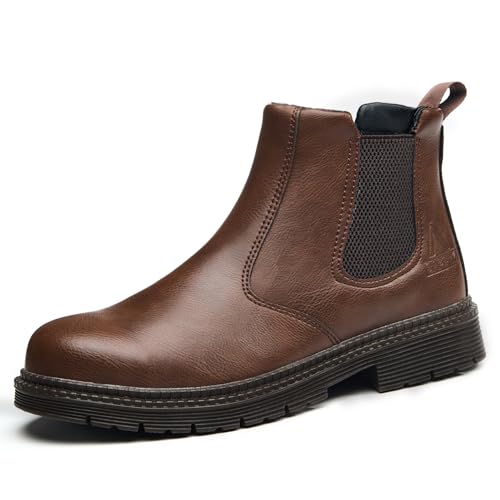 ZBVB Unisex-Adults Steel Toe Chelsea Boots, Men's Industrial Construction Shoes, Waterproof,...