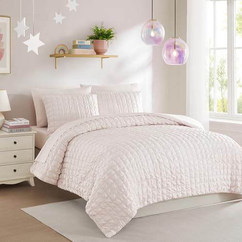 Image of Kids Full Size Bed in a Bag Tufted Comforter & Sheet Set - Complete Bedding Set with Corner Strap Fitted Sheet, Ultra Soft Lightweight All Season Comforter, Girls Bedroom, Dorm, Guest Room