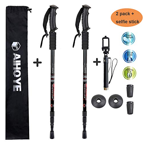 Aihoye Trekking Poles, Collapsible Lightweight Shock-Absorbent Hiking Walking Sticks Adjustable Aluminum Hiking Poles
