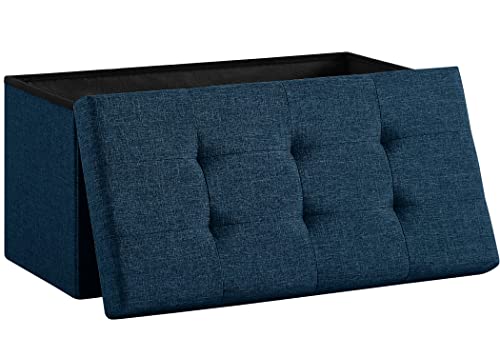 Zedelmaier Sitzbank mit Stauraum Sitzhocker faltbar belastbar bis 300 kg 76 x 38 x 38 cm (Leinen - Marineblau) Zedelmaier Sitzbank mit Stauraum Sitzhocker faltbar belastbar bis 300 kg 76 x 38 x 38 cm (Leinen - Marineblau)
