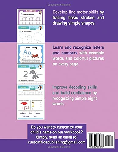 Chloe Learn to Write Workbook - Lines, Shapes, Alphabets, Numbers, and Sight Words: Personalized Children Letter Tracing Workbook for Ages 3-5, ... with Colorful Pictures and Example Words image 3