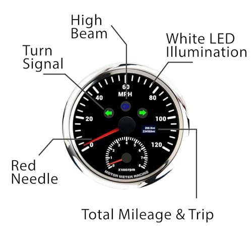 Image of MOTOR METER RACING 110mm 4-3 /8 inch W PRO Series 5 Gauge Set Black Dial | White LED, 2-in-1, GPS Speedometer, Tachometer, 52mm, 2-1 /16 inch, Volt, Fuel Level, Water Temp, Oil Press, Car, Boat, Truck