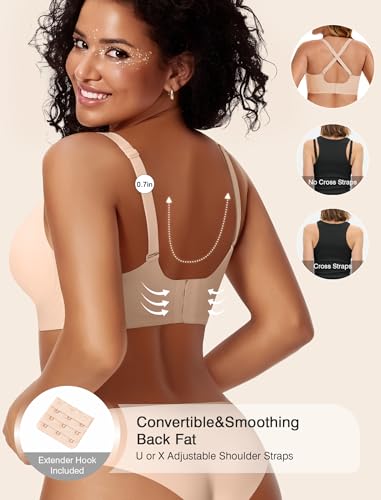 Image of Womens Wireless Jelly Bras No Underwire Support Push Up Removable Straps (U /Cross /Halter) Everyday Sports Bra
