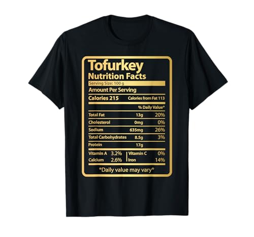 Datos nutricionales Divertidos de Tofurkey para la Comida de Acción de Gracias Camiseta