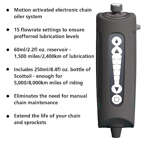 Scottoiler xSystem 3.0+ Elektronischer Kettenöler mit Bluetooth-App-Steuerung inkl. All Climate Biologisch abbaubares Scottoil Grün
