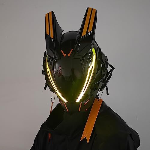 KYEDAY Máscara Cibernética Gótica Punk Para Hombre, Máscara Techwear, Accesorio De Disfraz De Cosplay De Halloween Con Luz LED