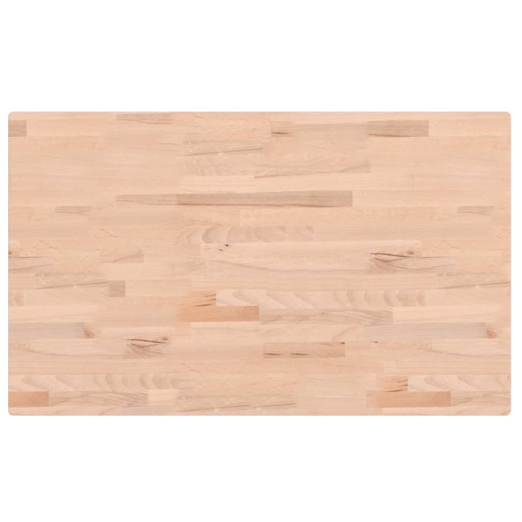 Tablero de lavabo de madera de haya maciza de 100 x 60 x 2,5 cm, encimera de madera de haya para baño, encimera de lavabo de madera maciza con esquinas redondeadas