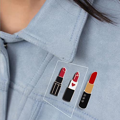 Image of Red Lip Lipstick Enamel Lapel Brooch Pin for Women (2 PCS 1#)