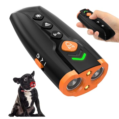 Antibellhalsband für Hunde, Anti-Bell-Gerät für Hunde, Wiederaufladbar Antibell Ultraschall Gerät mit 4 Modi, LED-Taschenlampe, 7m Reichweite, für kleine, Mittelgroße und Große Hunde (Schwarz.)