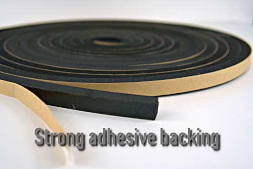 Neoprene Foam Weather Seal High Density Stripping with Adhesive Backing 1/2 Inch Wide 1/2 Inch Thick 25 Feet Long (1/2inch x1/2inch x 25feet)