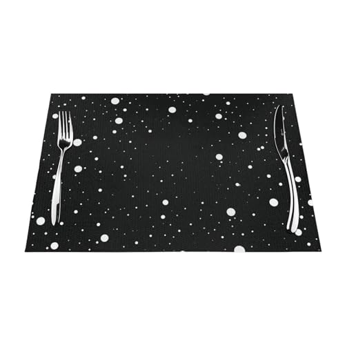 Sets de table tissés haut de gamme à pois blancs pour salle à manger raffinée